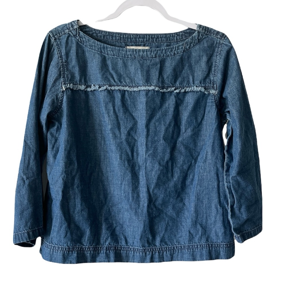Madewell Jean Fringe Chambray Top size M